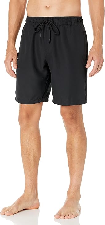 Essentials Men's 9" Swim Trunks with Mesh Lining, Pockets, Drawstring Closure