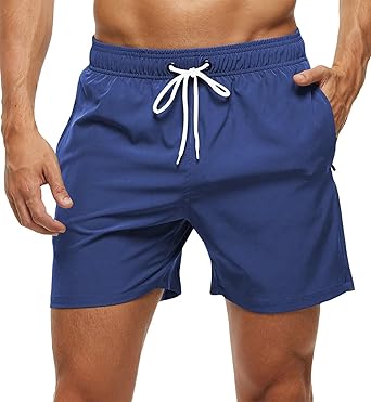 Men's Swim Trunks Quick Dry Beach Shorts with Zipper Pockets and Mesh Lining